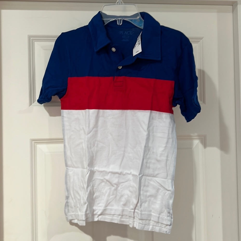 NWT Boys Children’s Place Red White Blue Patriotic Polo Size M 7/8